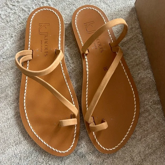 K.Jacques Tan Minimalist Toe-Loop Sandals - Picture 1 of 5